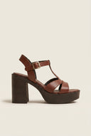 TFP - Block Heel Sandals Cut Out - Brown Matte