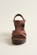 TFP - Block Heel Sandals Cut Out - Brown Matte