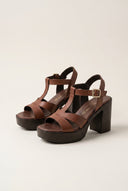 TFP - Block Heel Sandals Cut Out - Brown Matte