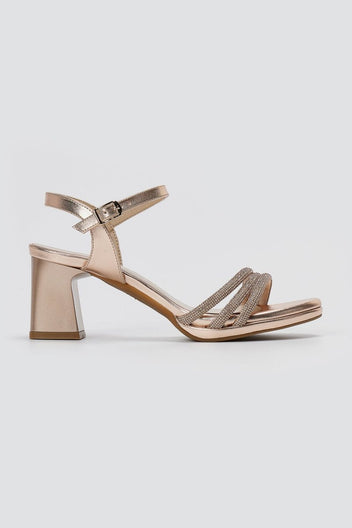 RAGAZZA - Block Heel Sandals - Matte Rose Gold