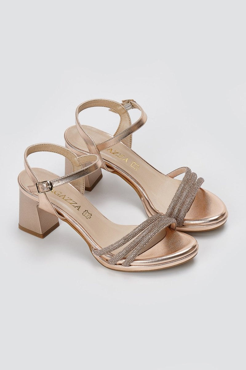 RAGAZZA - Block Heel Sandals - Matte Rose Gold