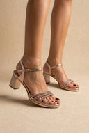RAGAZZA - Block Heel Sandals - Matte Rose Gold