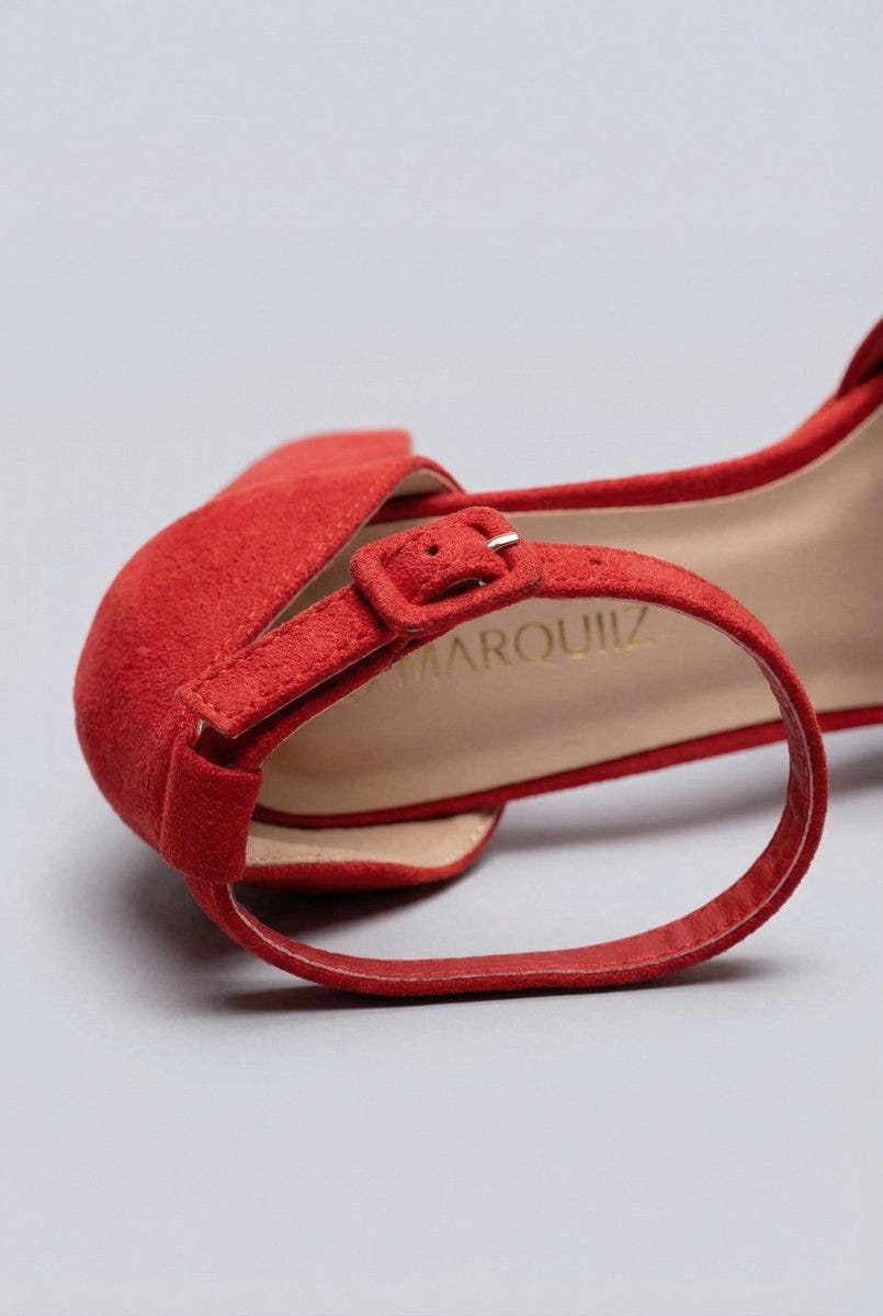 MARQUIIZ - Block Heel Sandals - Red Suede