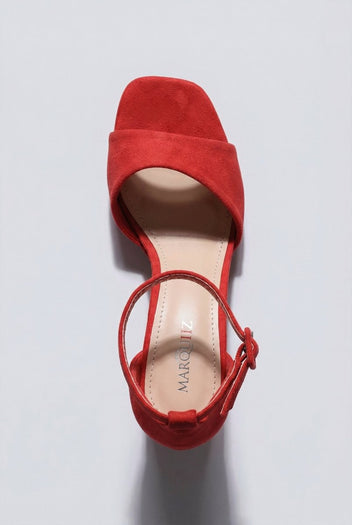 MARQUIIZ - Block Heel Sandals - Red Suede