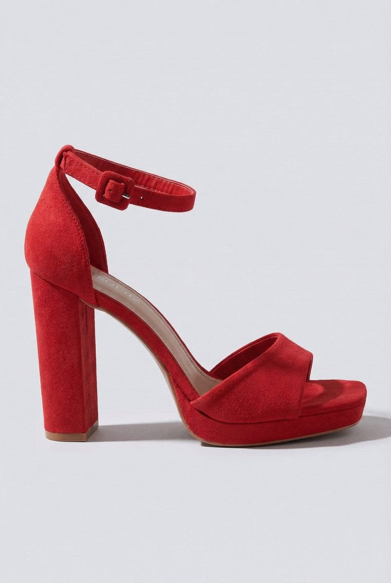 MARQUIIZ - Block Heel Sandals - Red Suede