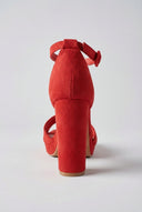 MARQUIIZ - Block Heel Sandals - Red Suede