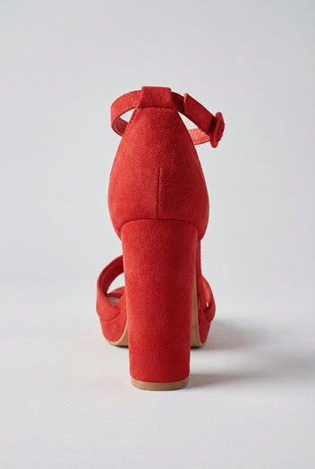 MARQUIIZ - Block Heel Sandals - Red Suede
