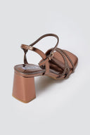 BOTEGGA 22 - Block Heel Sandals Rhinestone Straps - Bronze Metallic