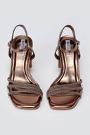 BOTEGGA 22 - Block Heel Sandals Rhinestone Straps - Bronze Metallic