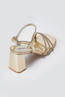 BOTEGGA 22 - Block Heel Sandals Rhinestone Straps - Gold Metallic