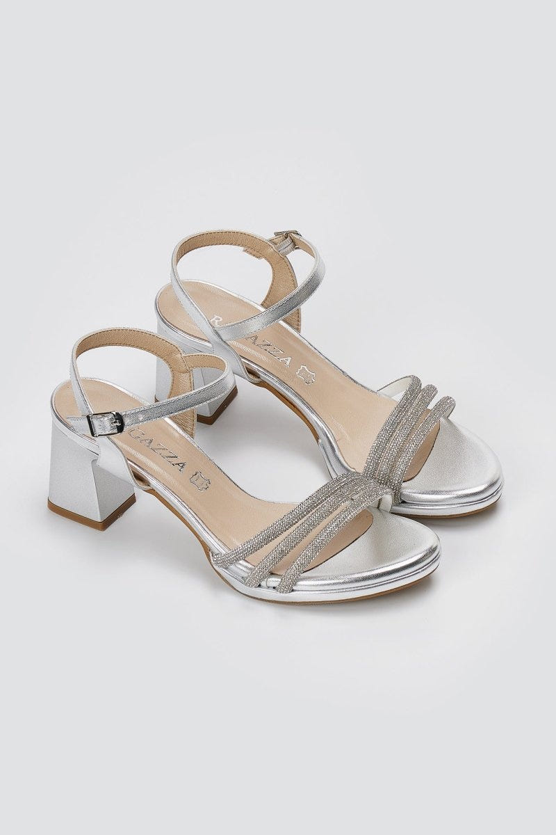 RAGAZZA - Block Heel Sandals - Silver Metallic