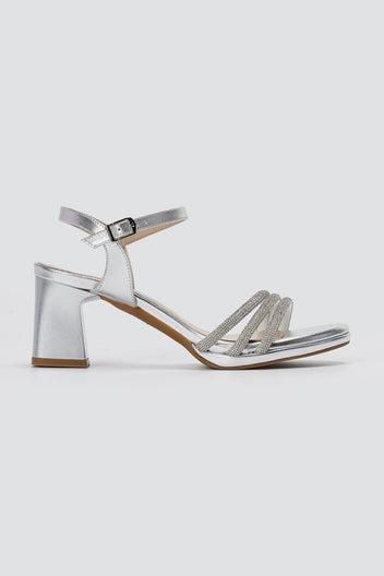 RAGAZZA - Block Heel Sandals - Silver Metallic