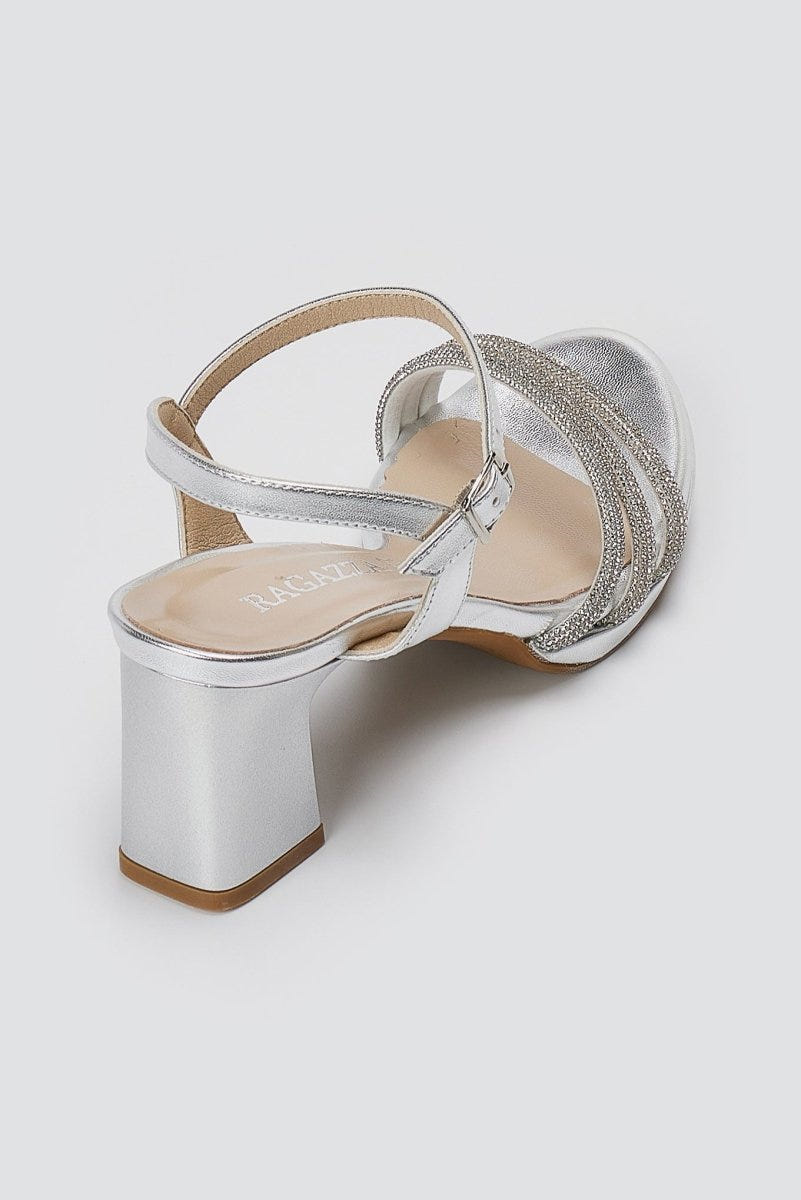 RAGAZZA - Block Heel Sandals - Silver Metallic