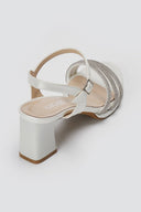 RAGAZZA - Block Heel Sandals - White Pearl