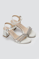RAGAZZA - Block Heel Sandals - White Pearl