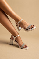 RAGAZZA - Block Heel Sandals - White Pearl
