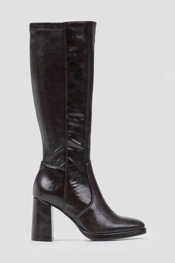 Block Heel Stretch Boots - Dark Brown Matte - thefashionproject.gr - BOTEGGA 22
