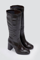 Block Heel Stretch Boots - Dark Brown Matte - thefashionproject.gr - BOTEGGA 22