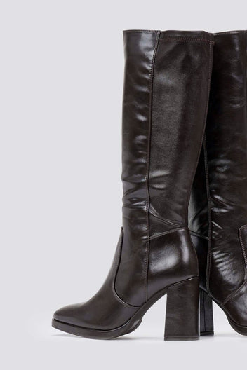 Block Heel Stretch Boots - Dark Brown Matte - thefashionproject.gr - BOTEGGA 22