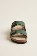 Gold Star - Bold Buckle Wide Strap Sandals - Matte Cypress Green