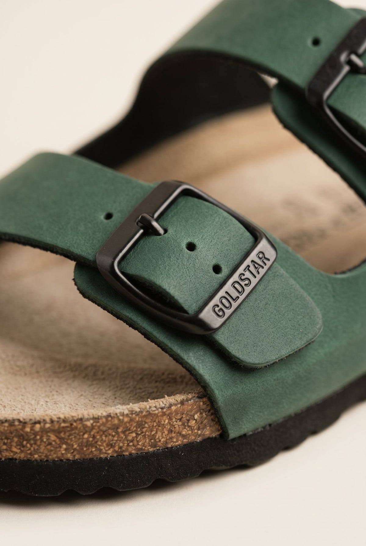 Gold Star - Bold Buckle Wide Strap Sandals - Matte Cypress Green