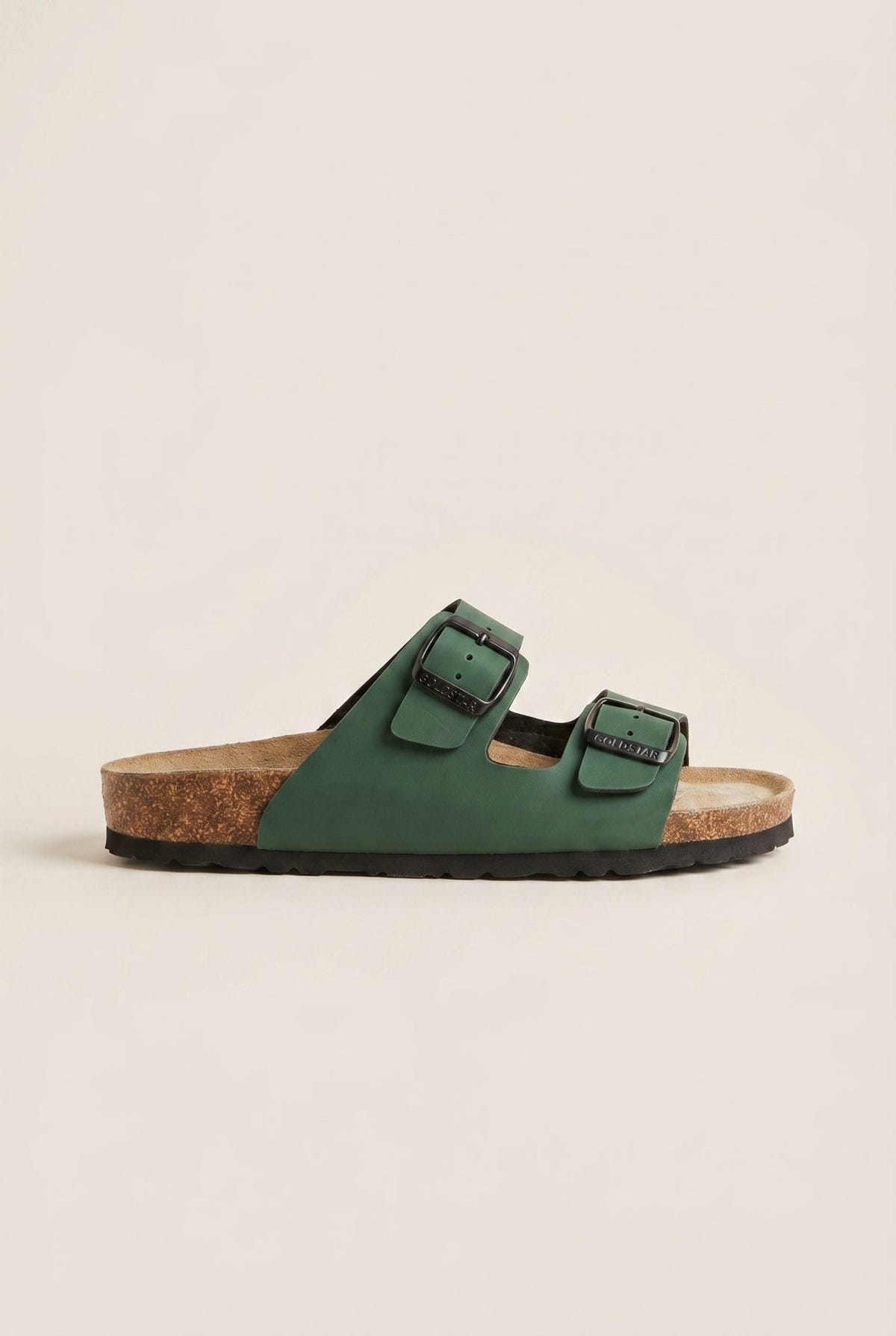 Gold Star - Bold Buckle Wide Strap Sandals - Matte Cypress Green