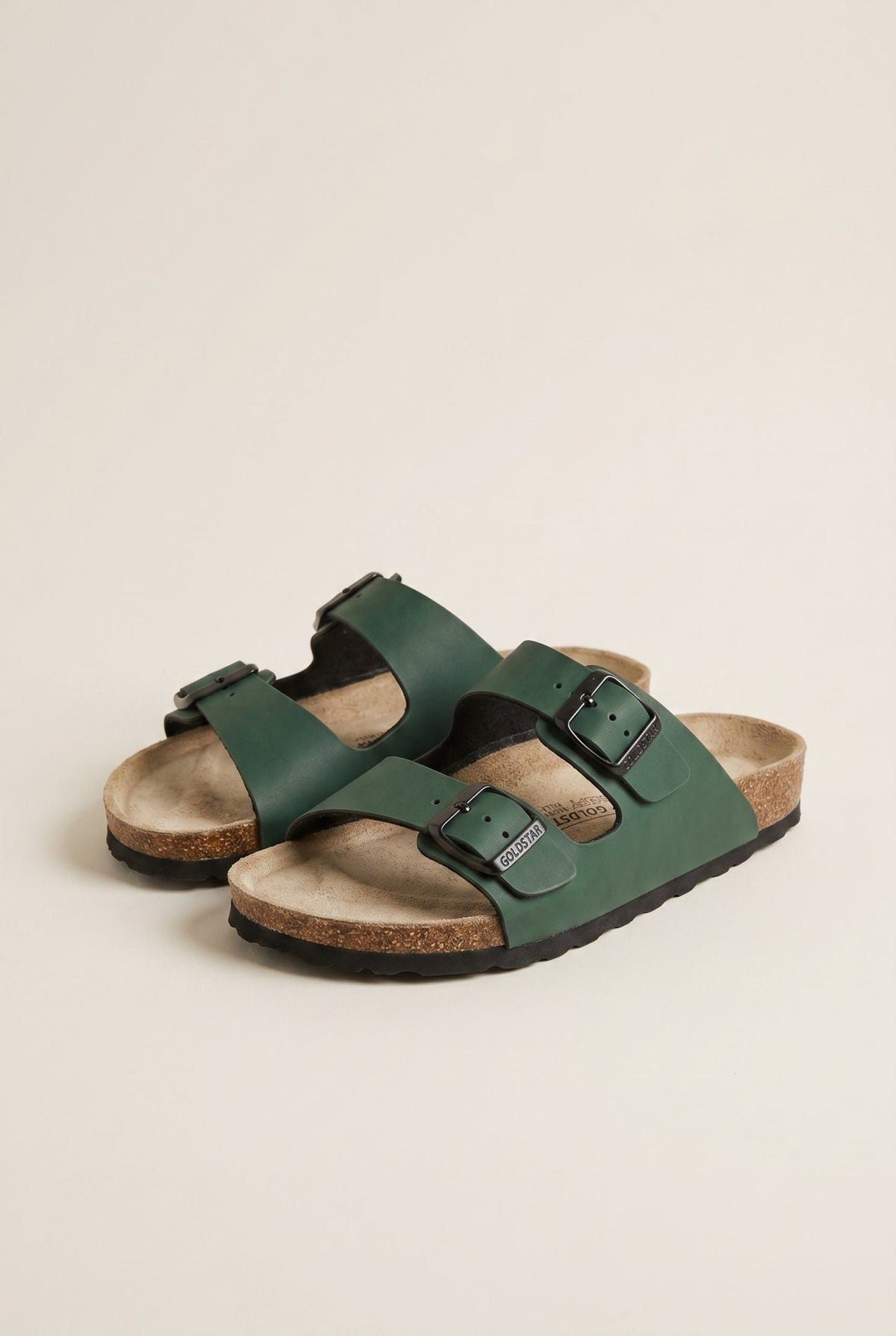 Gold Star - Bold Buckle Wide Strap Sandals - Matte Cypress Green