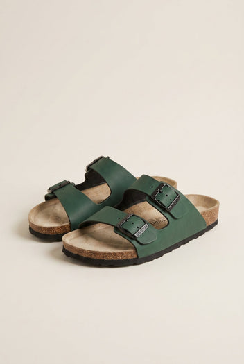 Gold Star - Bold Buckle Wide Strap Sandals - Matte Cypress Green