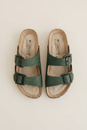 Gold Star - Bold Buckle Wide Strap Sandals - Matte Cypress Green