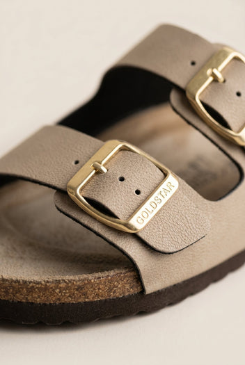 Gold Star - Bold Buckle Wide Strap Sandals - Sand Matte