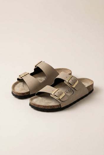 Gold Star - Bold Buckle Wide Strap Sandals - Sand Matte
