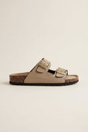 Gold Star - Bold Buckle Wide Strap Sandals - Sand Matte