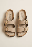 Gold Star - Bold Buckle Wide Strap Sandals - Sand Matte