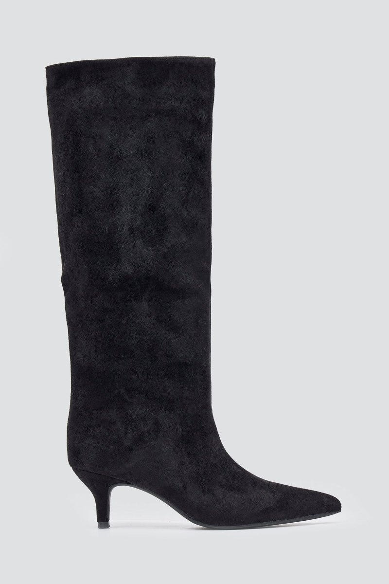 Boots Kitten Heel - Black Suede - thefashionproject.gr - Ideal shoes