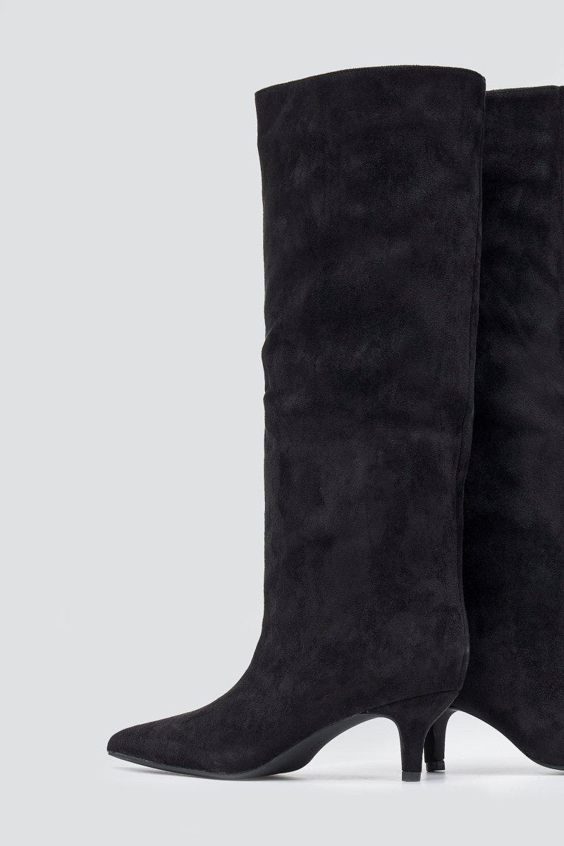 Boots Kitten Heel - Black Suede - thefashionproject.gr - Ideal shoes