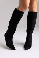 Boots Kitten Heel - Black Suede - thefashionproject.gr - Ideal shoes