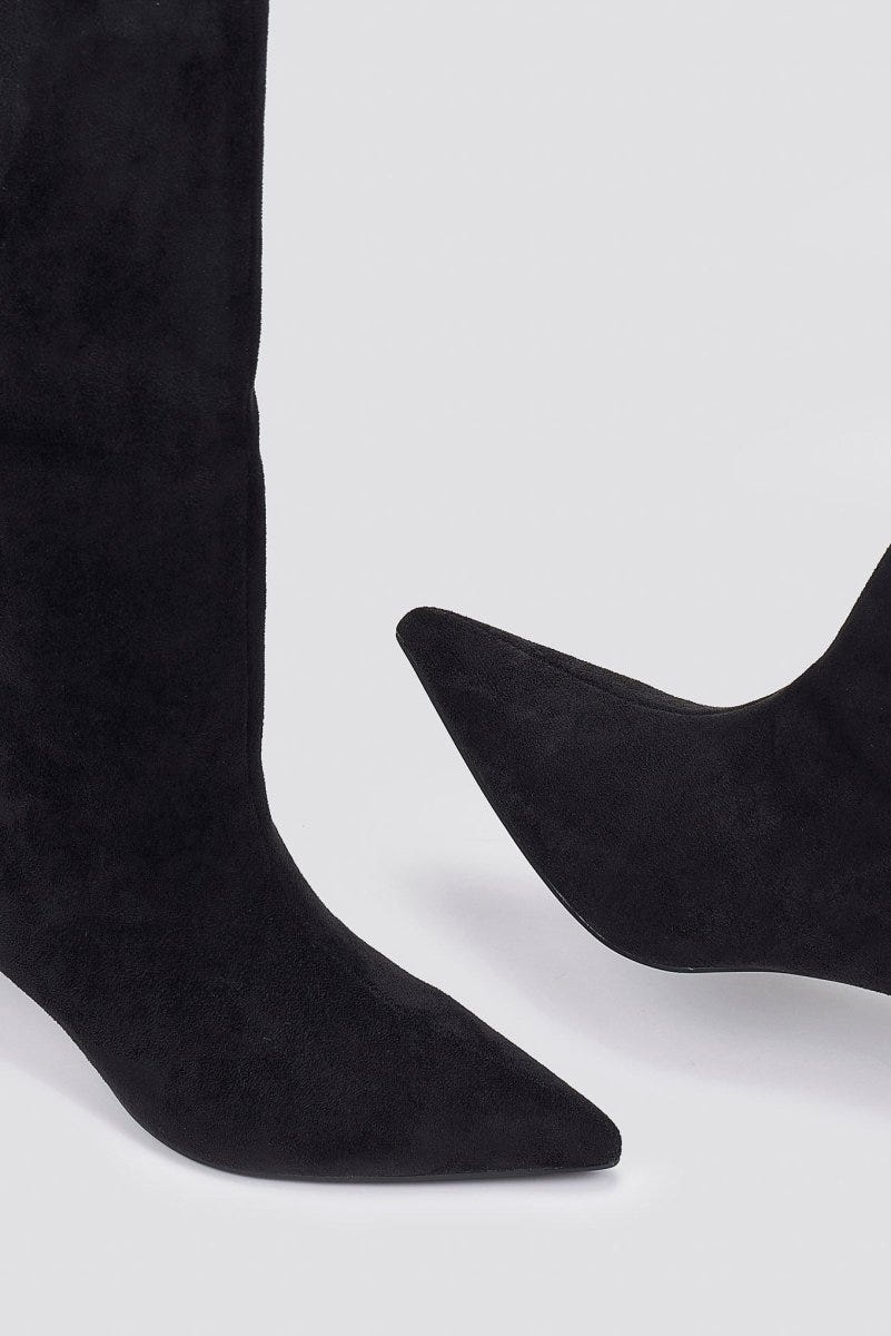 Boots Kitten Heel - Black Suede - thefashionproject.gr - Ideal shoes