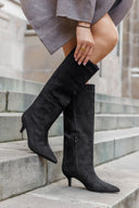 Boots Kitten Heel - Black Suede - thefashionproject.gr - Ideal shoes