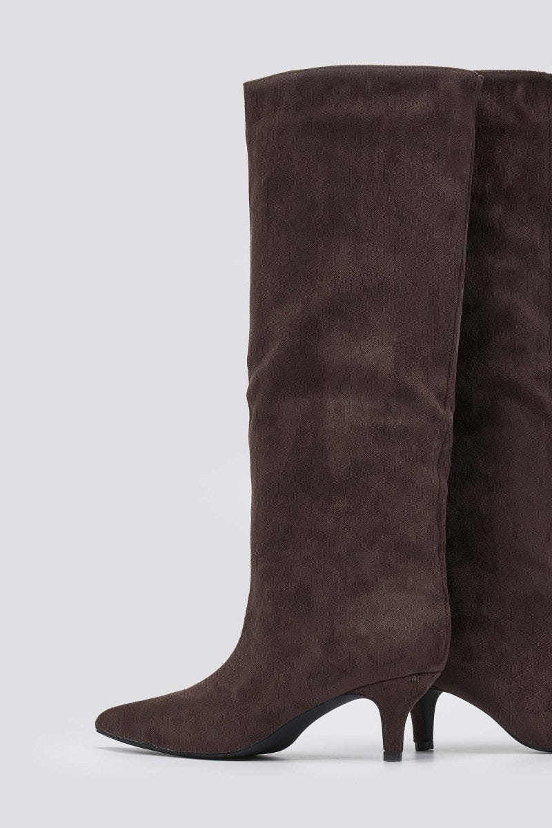 Boots Kitten Heel - Brown Suede - thefashionproject.gr - Ideal shoes