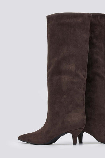 Boots Kitten Heel - Brown Suede - thefashionproject.gr - Ideal shoes