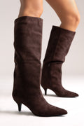 Boots Kitten Heel - Brown Suede - thefashionproject.gr - Ideal shoes
