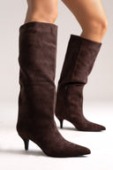 Boots Kitten Heel - Brown Suede - thefashionproject.gr - Ideal shoes
