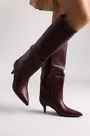 Boots Kitten Heel - Burgundy Matte - thefashionproject.gr - Ideal shoes