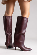 Boots Kitten Heel - Burgundy Matte - thefashionproject.gr - Ideal shoes