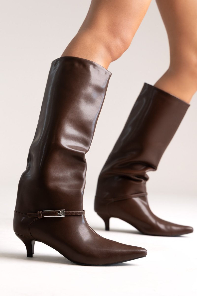 Μπότες με χαμηλό τακούνι - ανοιχτό καφέ ματ