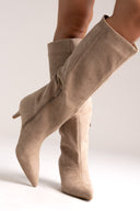 Boots Kitten Heel - Taupe Suede - thefashionproject.gr - Ideal shoes
