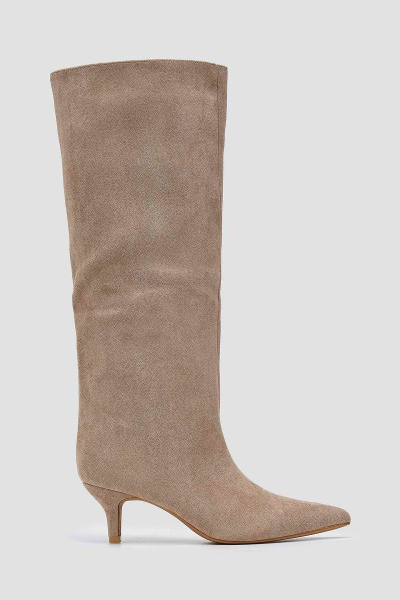 Boots Kitten Heel - Taupe Suede - thefashionproject.gr - Ideal shoes