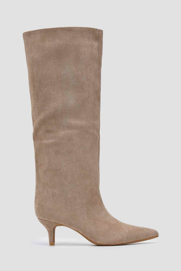 Boots Kitten Heel - Taupe Suede - thefashionproject.gr - Ideal shoes