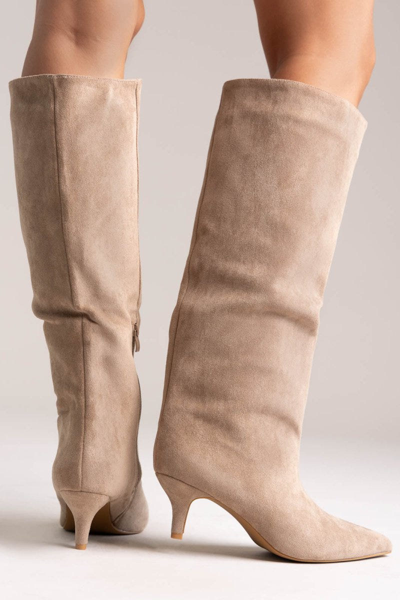 Boots Kitten Heel - Taupe Suede - thefashionproject.gr - Ideal shoes