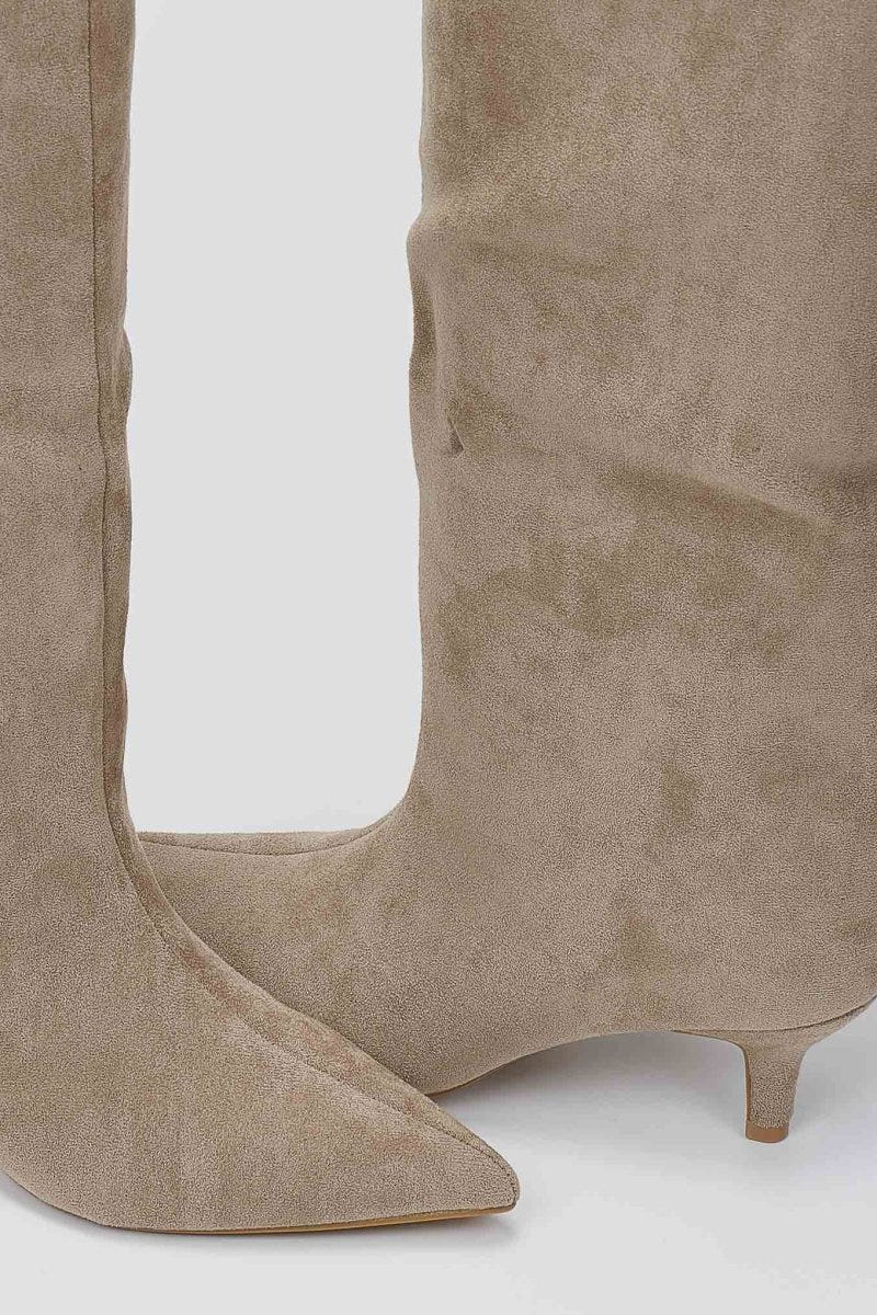 Boots Kitten Heel - Taupe Suede - thefashionproject.gr - Ideal shoes